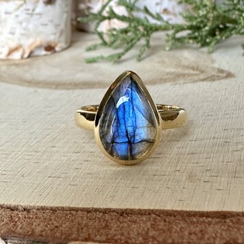 Nugent Labradorite Vermeil Teardrop Ring Sz 9 Nugent Labradorite Vermeil Teardrop Ring Sz 9