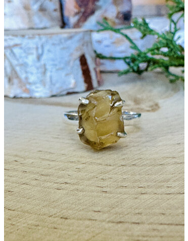 Nugent Rough Citrine Sterling Ring Sz 7