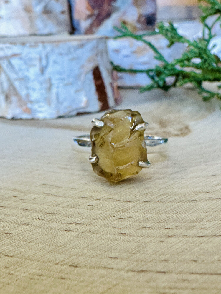 Nugent Rough Citrine Sterling Ring Sz 7