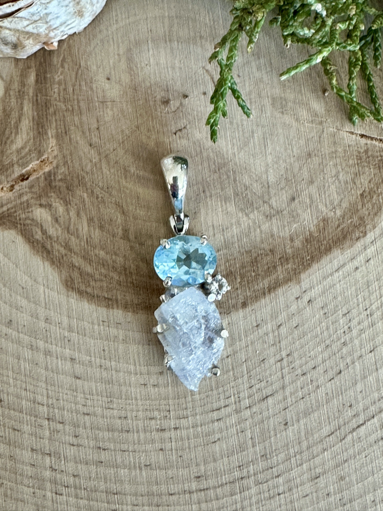 Moonstone & Blue + White Topaz Sterling Pendant RP