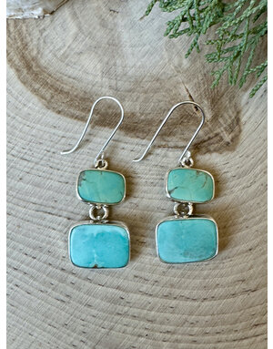 Turquoise Double Rectangle Sterling Drop Earrings