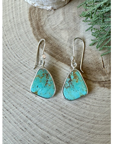 Turquoise Wedge Sterling Drop Earrings