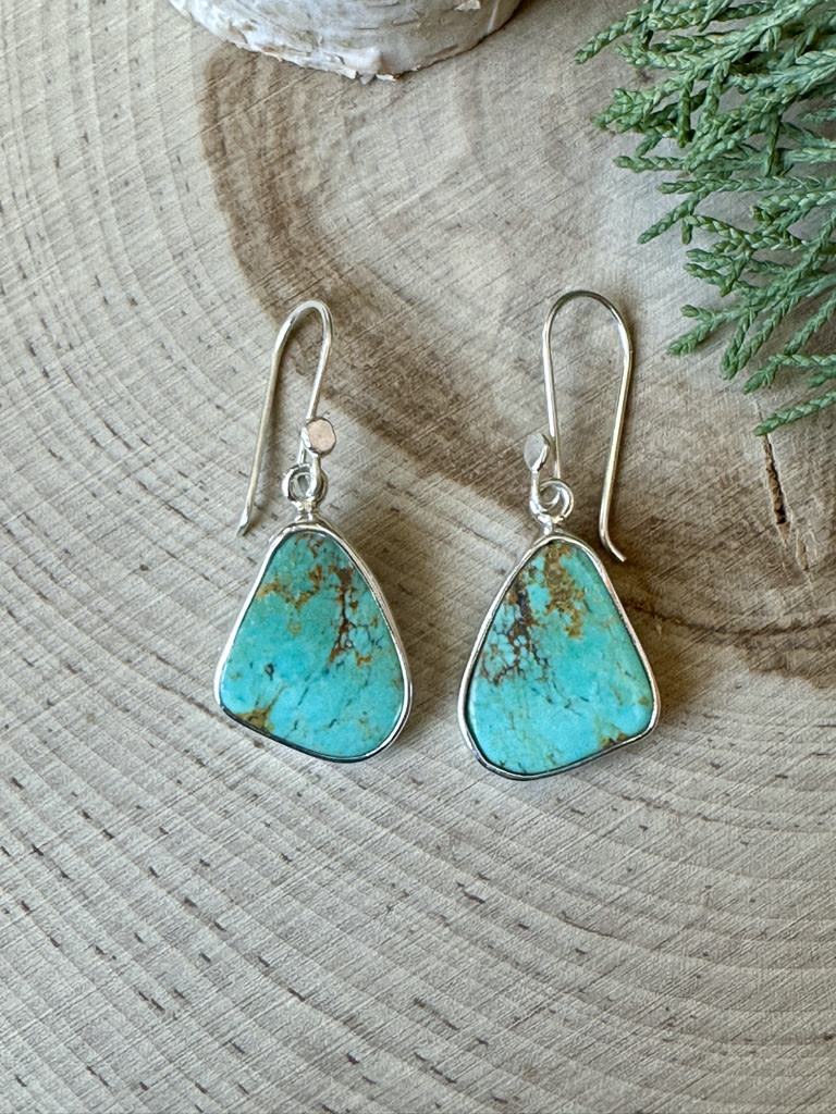 Turquoise Wedge Sterling Drop Earrings