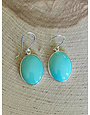 Turquoise Oval Sterling Drop Earrings