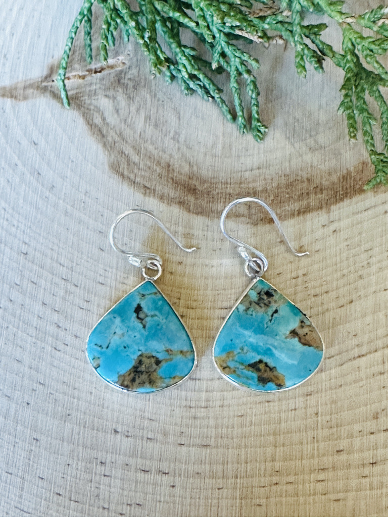 Turquoise Pear Sterling Earrings