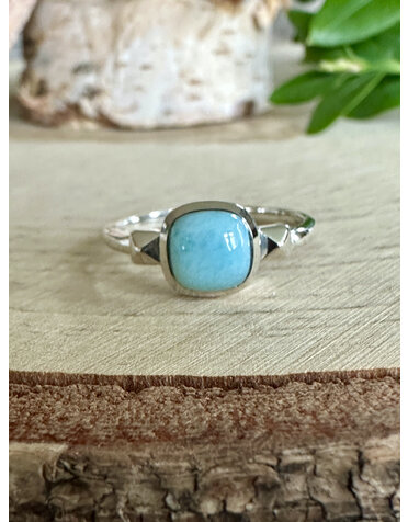 Larimar Dainty Cushion Sterling Ring