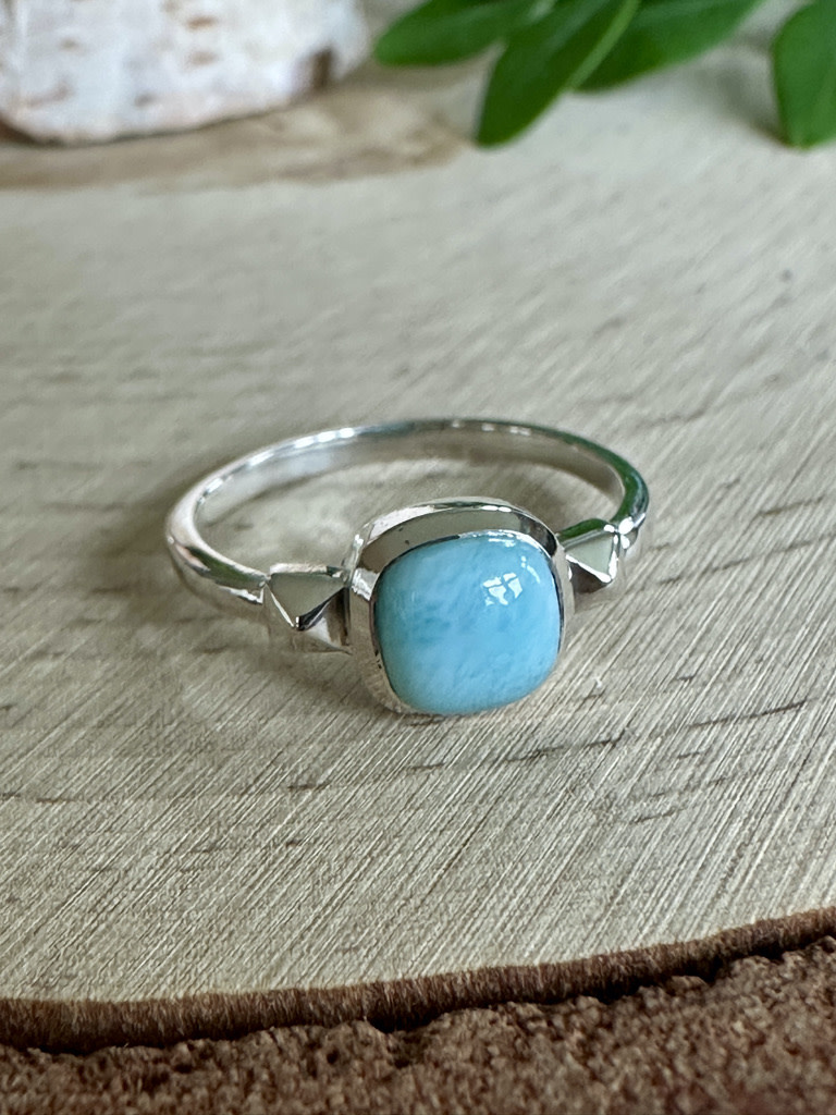 Larimar Dainty Cushion Sterling Ring