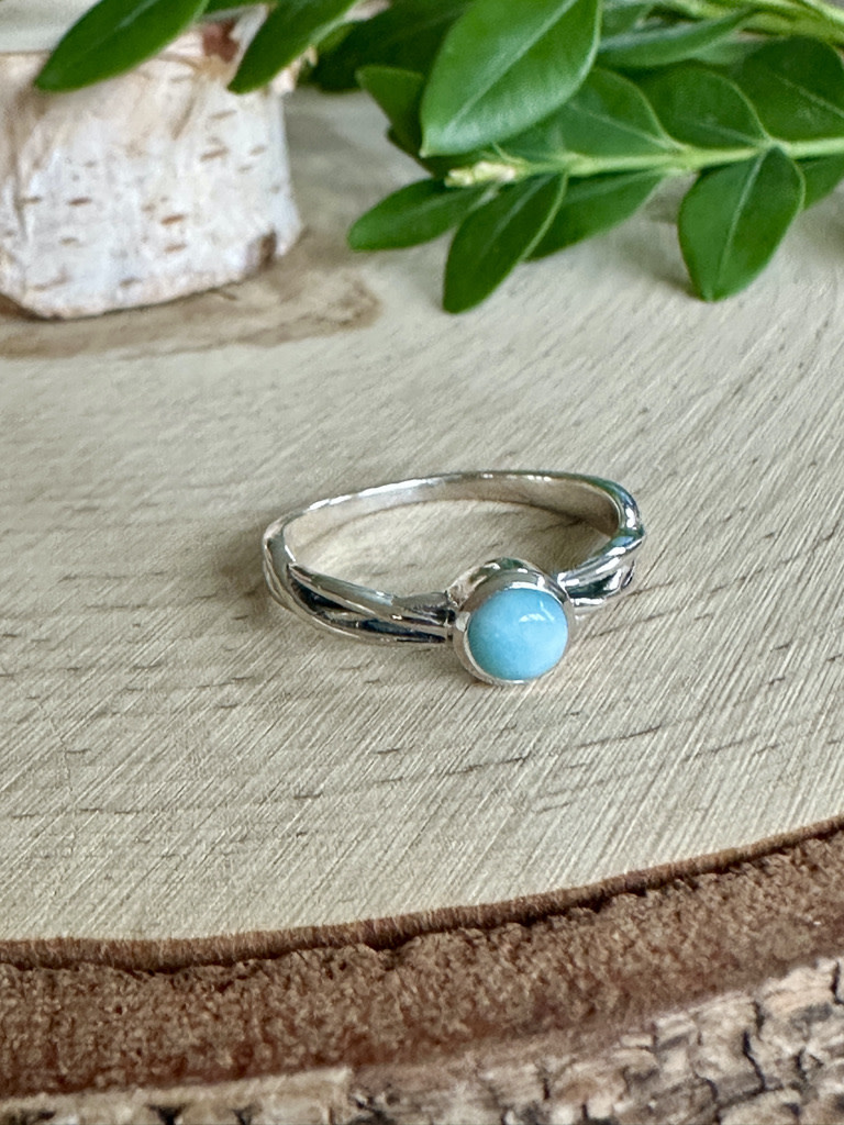 Larimar Dainty Round Weave Sterling Ring