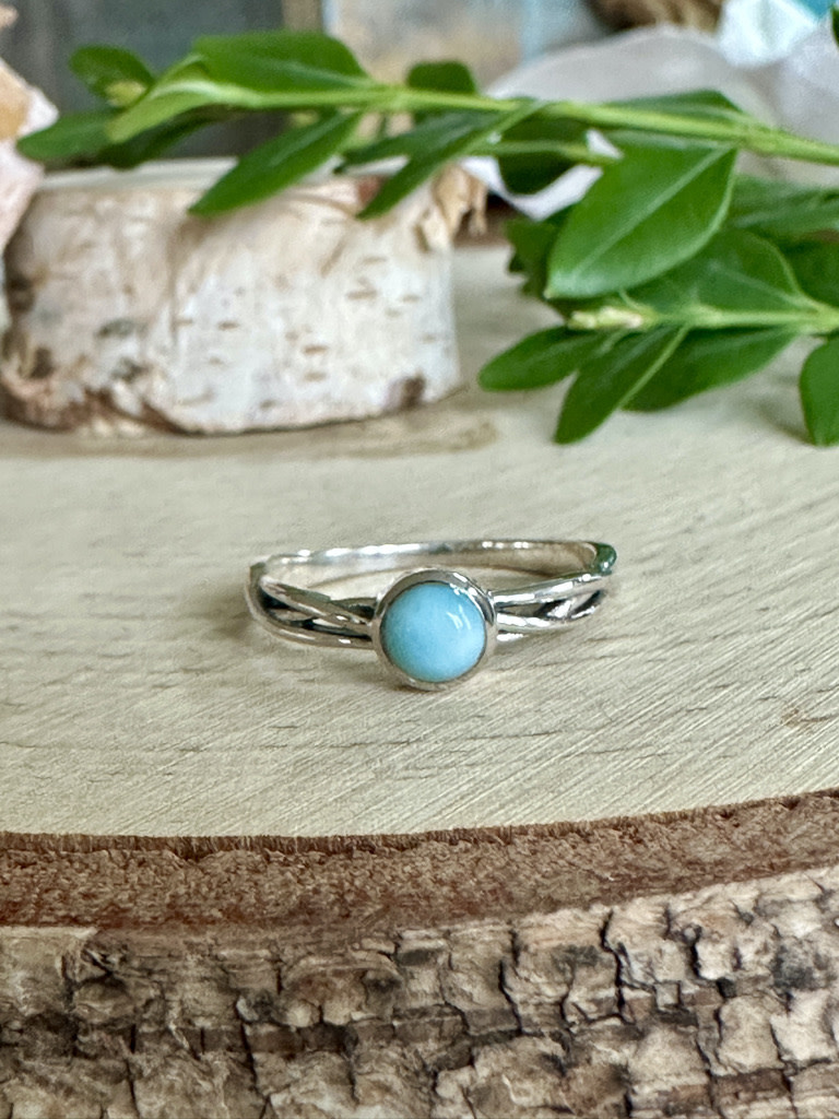 Larimar Dainty Round Weave Sterling Ring