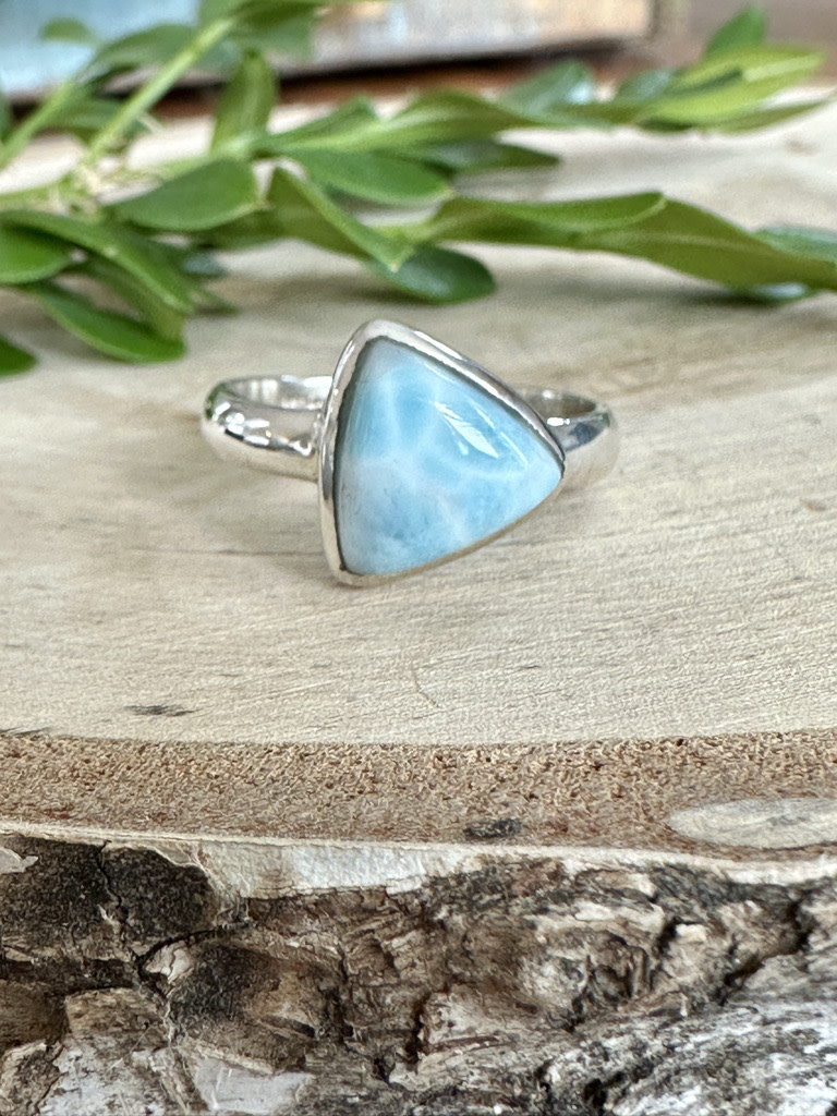 Larimar Triangle Sterling Ring Sz 9.5