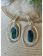 Labradorite Oval in Loop Sterling Drop Earrings