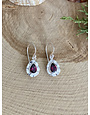 Garnet Double Bezel Teardrop Sterling Earrings