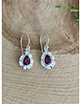 Garnet Double Bezel Teardrop Sterling Earrings