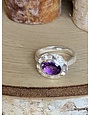 Amethyst Double Bezel Sterling Ring Sz 8