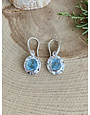 Aquamarine Double Bezel Sterling Drop Earrings