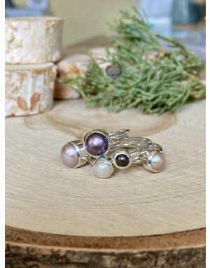 Multi Pearls & Bands Sterling Rings Sz 6.5