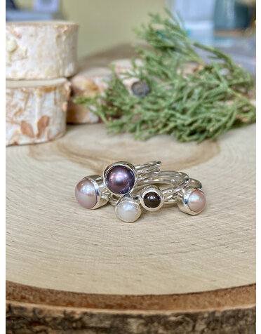 Multi Pearls & Bands Sterling Rings Sz 6.5