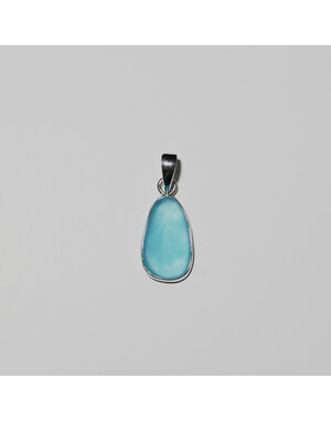 Beach Glass Aqua Sterling Pendant