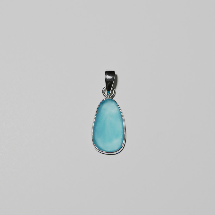 Beach Glass Aqua Sterling Pendant