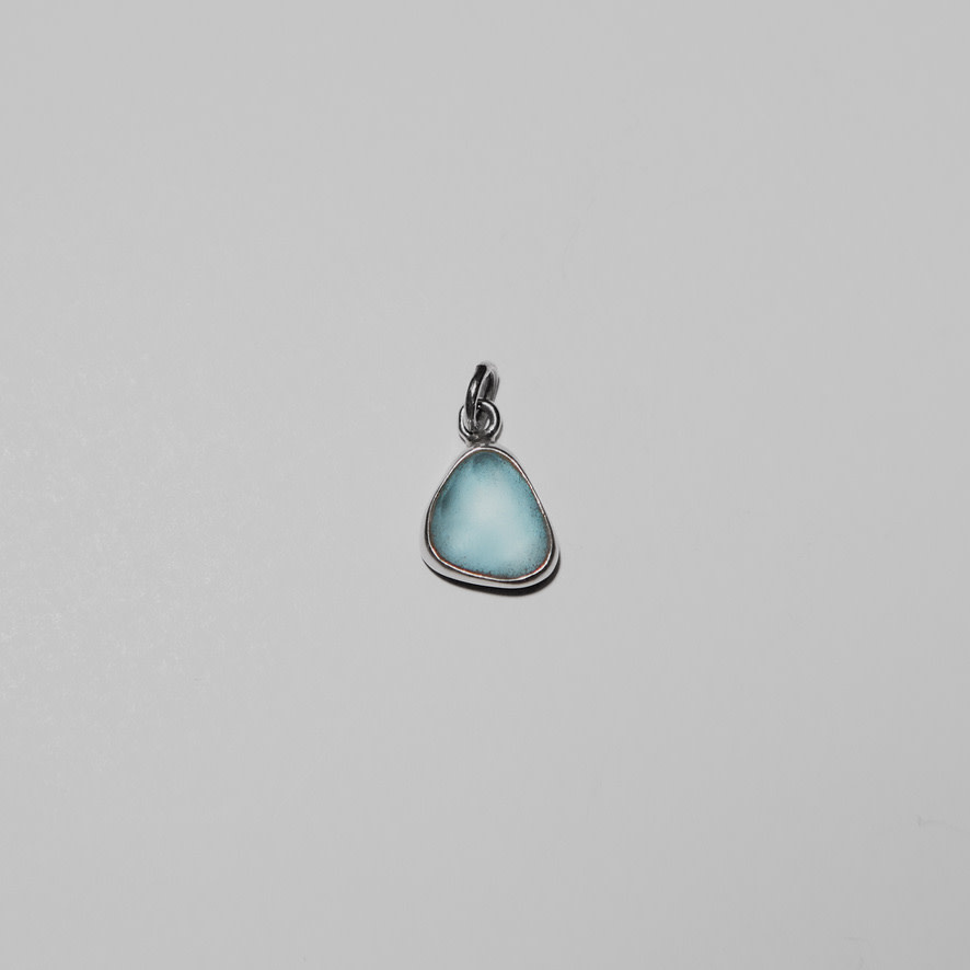 Beach Glass Ice Blue Sterling Pendant