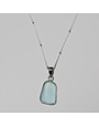 Beach Glass Ice Blue Trapezoid Sterling Pendant