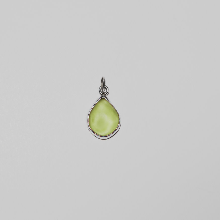 Beach Glass Lime Pear Sterling Pendant