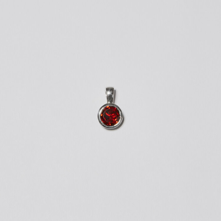 Garnet Small Round Sterling Pendant