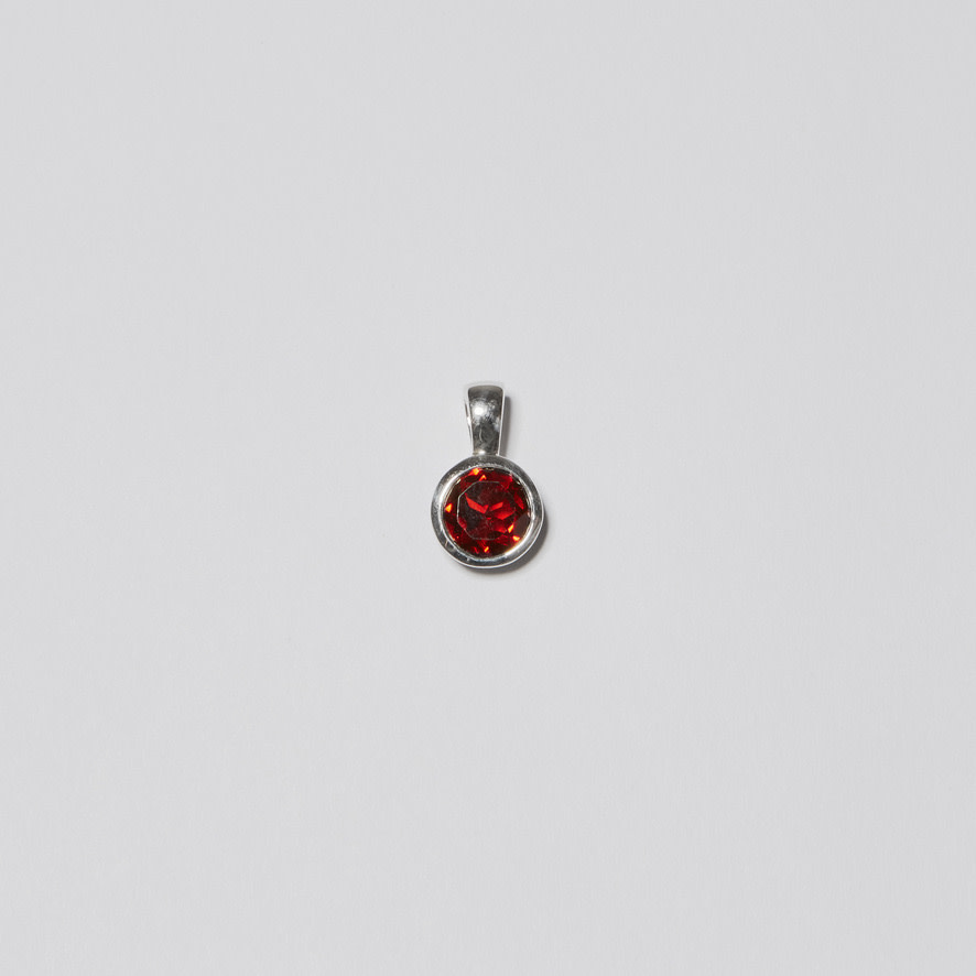 Garnet Small Round Sterling Pendant