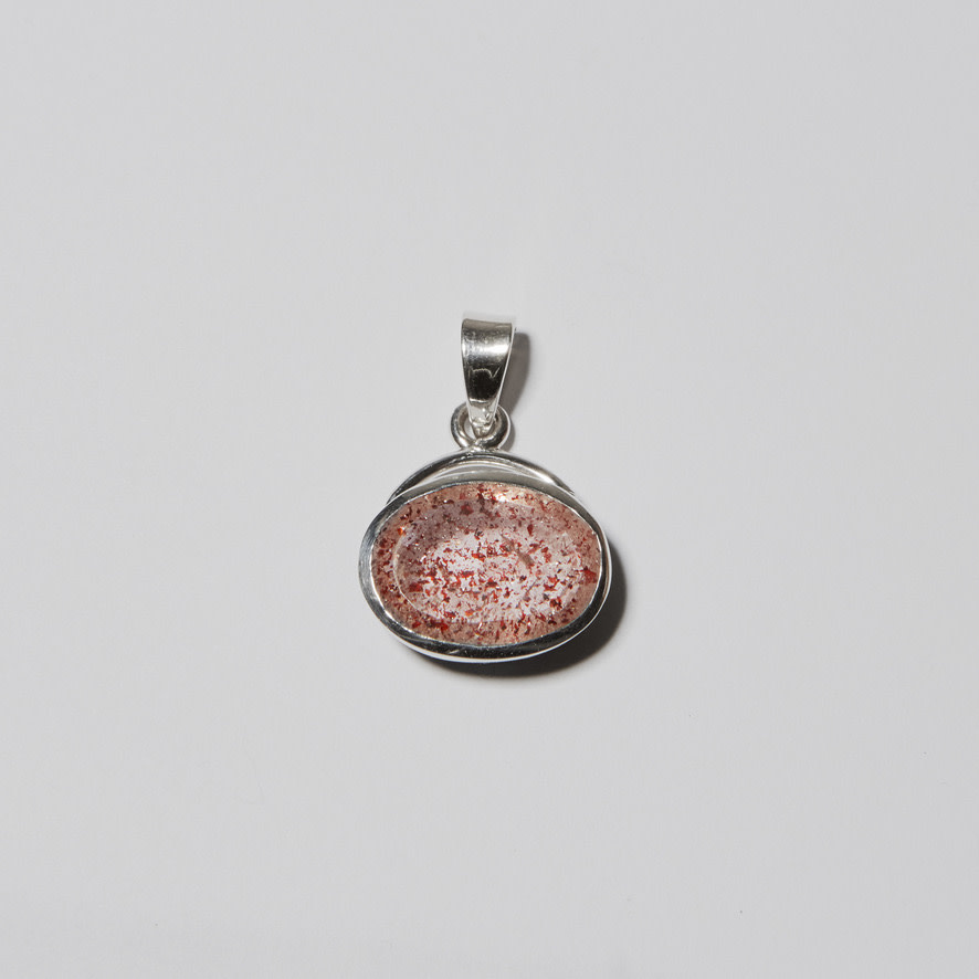 Lepidocrocite Horizontal Oval Quartz Sterling Pendant