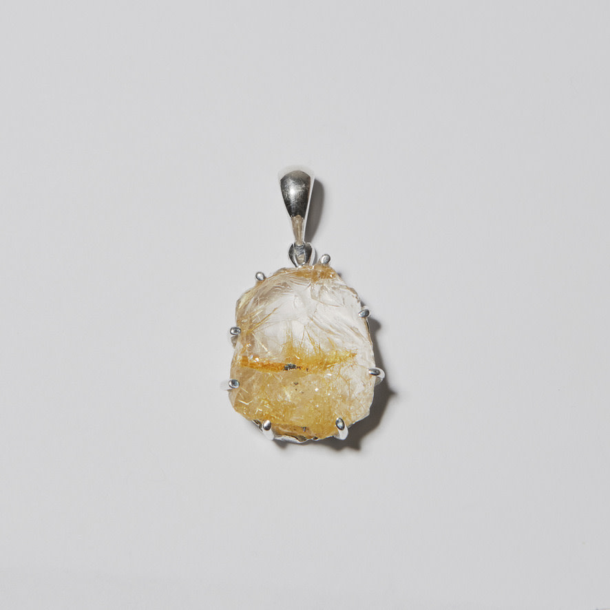 Rutilated Quartz Rough Sterling Pendant