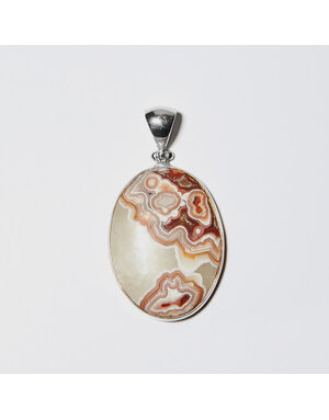 Crazy Lace Agate Large Oval Sterling Pendant