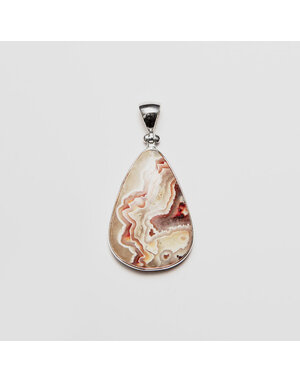 Crazy Lace Agate Large Pear Sterling Pendant