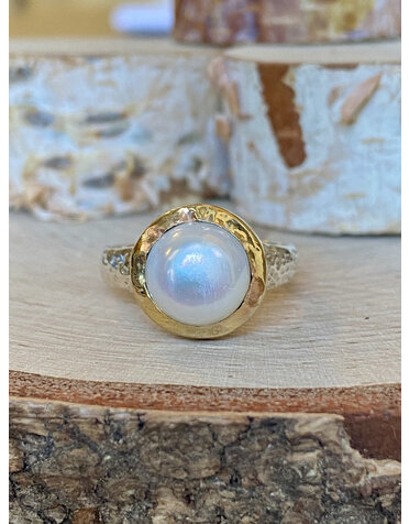Solid Gold & Sterling White Pearl Ring