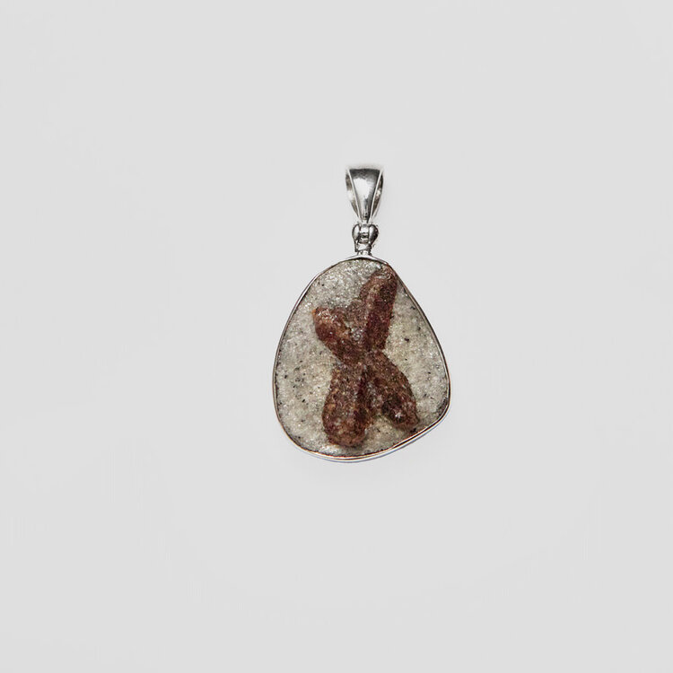 Staurolite Ovoid Sterling Pendant