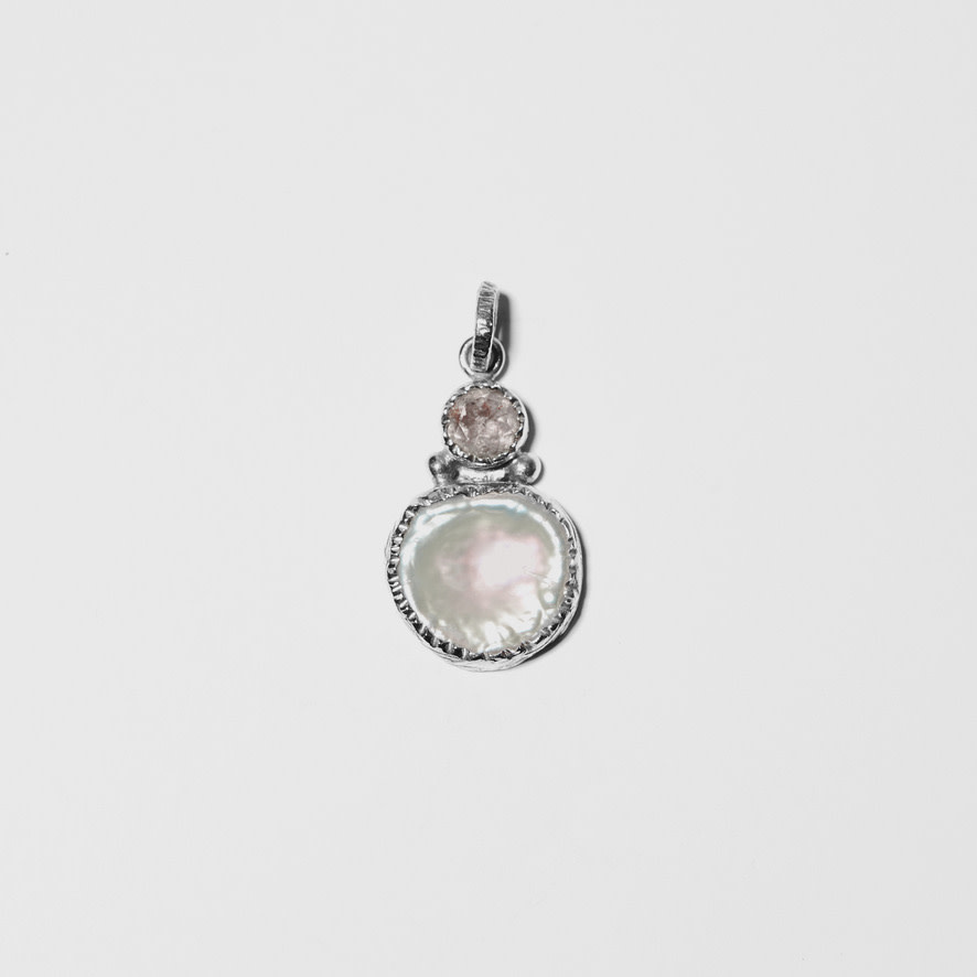 Pearl & Lepidocrocite Sterling Pendant