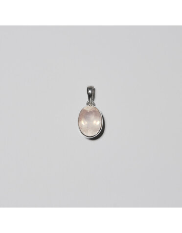 Rose Quartz Oval Faceted Sterling Pendant