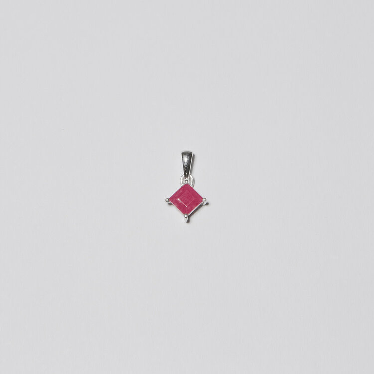 Nugent Dainty Ruby Square Sterling Pendant