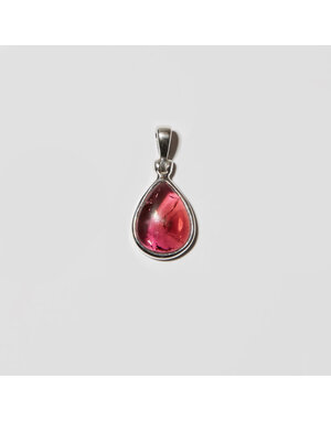 Pink Tourmaline Pear Cab Sterling Pendant