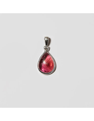 Pink Tourmaline Pear Cab Sterling Pendant