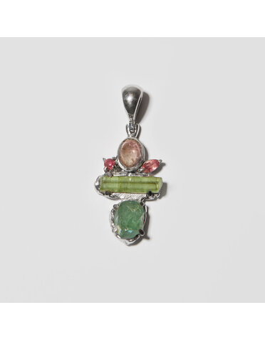 Tourmaline Multi Stone Sterling Pendant