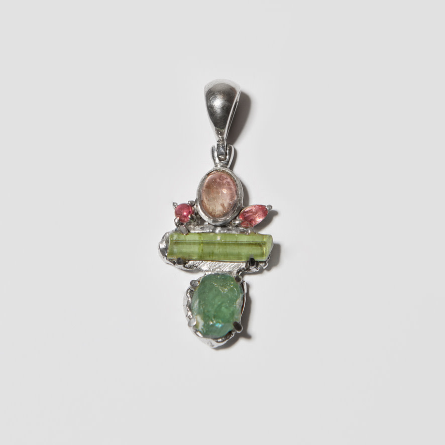 Tourmaline Multi Stone Sterling Pendant