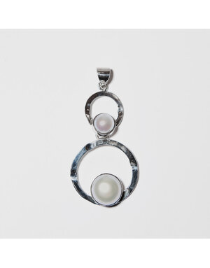 Double Pearl  Sterling Pendant