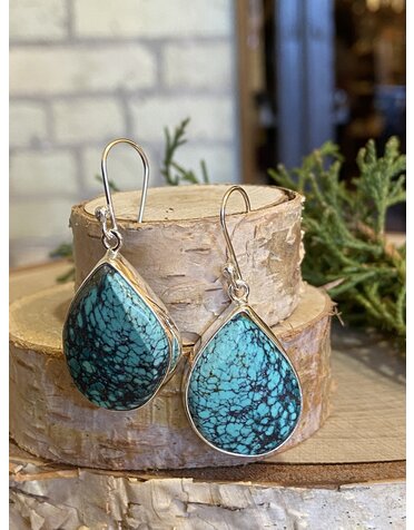 Turquoise Large Teardrop Sterling Earrings