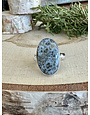 Pyrite in Agate Oval Sterling Ring Sz 8