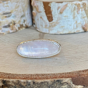 Rose Quartz Sterling Horizontal Ring