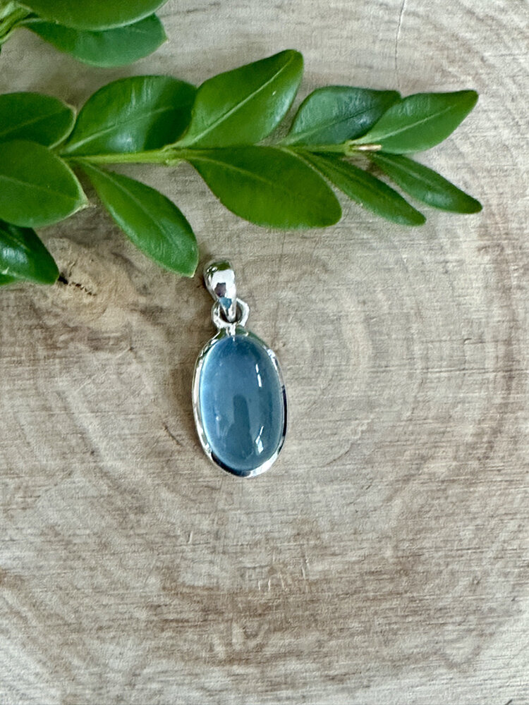 Aquamarine Oval Sterling Pendant