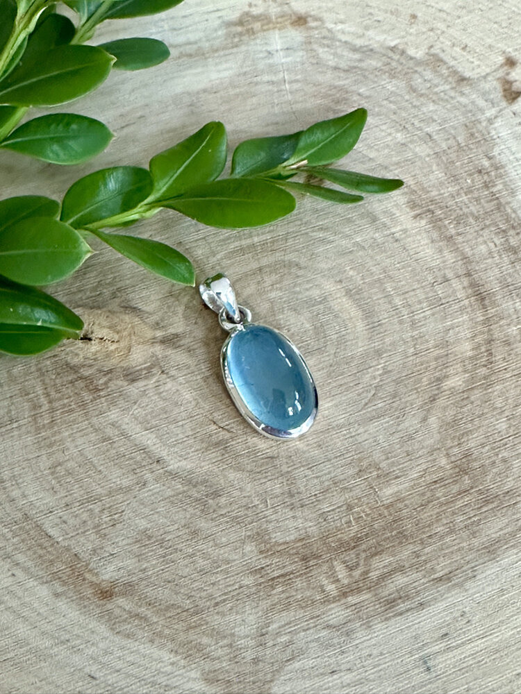 Aquamarine Oval Sterling Pendant