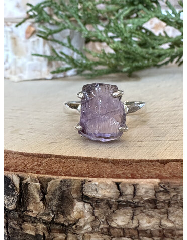 Nugent Rough Amethyst Sterling Ring Sz 7