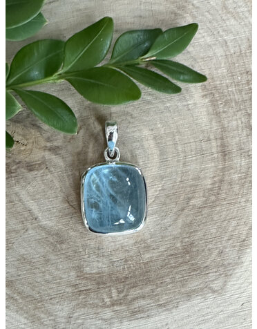 Aquamarine Rectangle Sterling Pendant