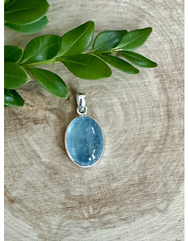 Aquamarine Oval Sterling Pendant